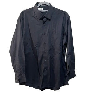 Pierre Cardin Black Slim Fit Dress Shirt Large 16-16.5 Men's Classic Formal